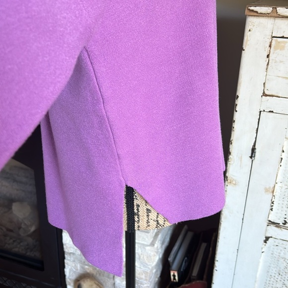 Zenana lavender mock neck bell sleeve sweater side slits slight hi-lo - Picture 8 of 16